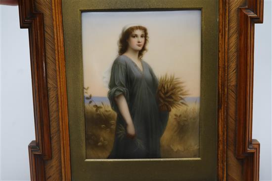 A Berlin / Vienna porcelain plaque, depicting Ruth, 4.5 x 3.5in.